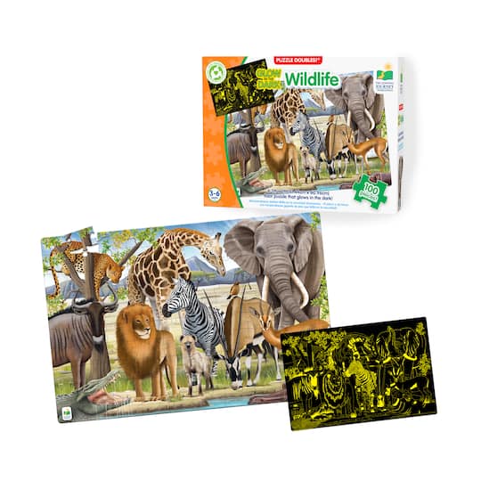 Puzzle Doubles! - Glow in the Dark Wildlife: 100 Pcs